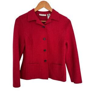 VALERIE STEVENS Blazer Womens 2P Cherry Red  Boiled Wool Vintage Preppy Career